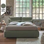 Υφασμάτινο Κρεβάτι Ύπνου Mirela Light Olive ypnos.gr
