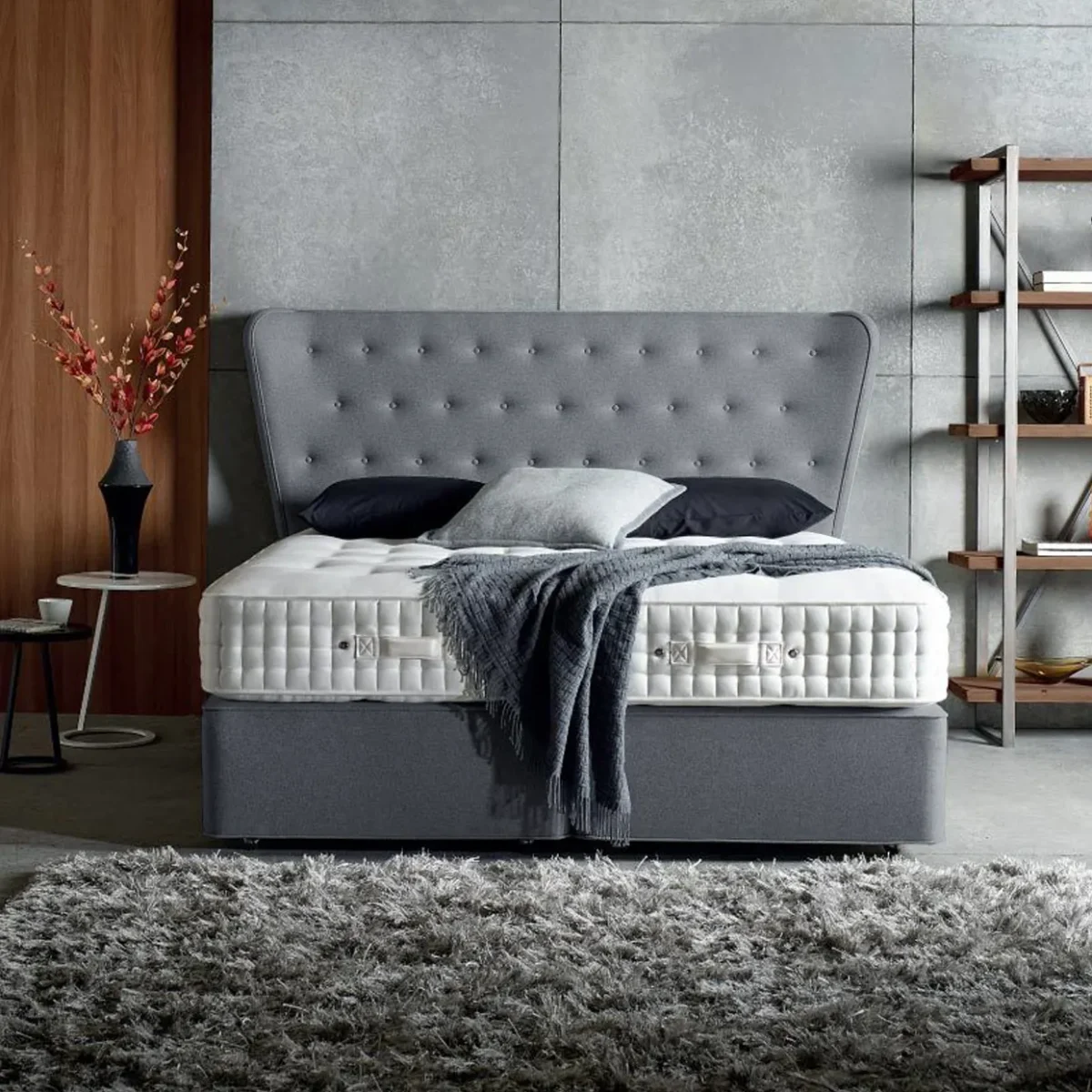 Υφασμάτινο Κρεβάτι Ύπνου Thassos Grey ypnos.gr