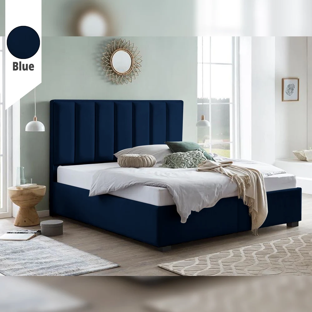 Υφασμάτινο Κρεβάτι Ύπνου Velvet Blue ypnos.gr